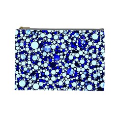 Bright Blue Cheetah Bling Abstract  Cosmetic Bag (large) by OCDesignss