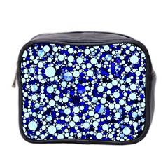 Bright Blue Cheetah Bling Abstract  Mini Travel Toiletry Bag (two Sides)