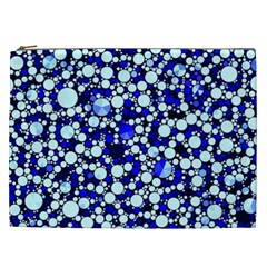 Bright Blue Cheetah Bling Abstract  Cosmetic Bag (xxl)