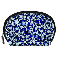 Bright Blue Cheetah Bling Abstract  Accessory Pouch (large)