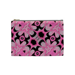 Powder Pink Black Abstract  Cosmetic Bag (medium)