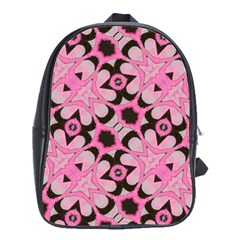 Powder Pink Black Abstract  School Bag (large)