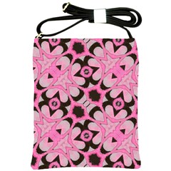 Powder Pink Black Abstract  Shoulder Sling Bag