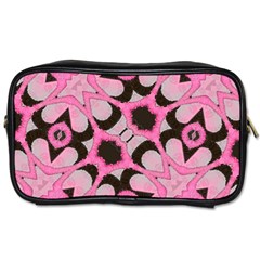 Powder Pink Black Abstract  Travel Toiletry Bag (one Side)