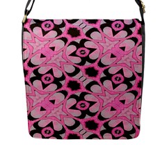 Powder Pink Black Abstract  Flap Closure Messenger Bag (l) by OCDesignss