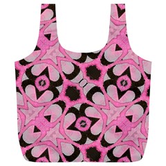 Powder Pink Black Abstract  Reusable Bag (xl)