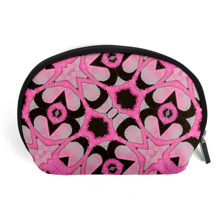 Powder Pink Black Abstract  Accessory Pouch (Large)