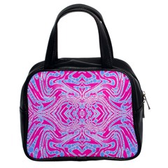 Trippy Florescent Pink Blue Abstract  Classic Handbag (two Sides)