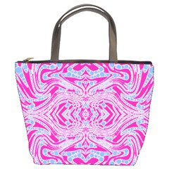 Trippy Florescent Pink Blue Abstract  Bucket Handbag