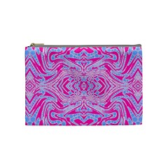 Trippy Florescent Pink Blue Abstract  Cosmetic Bag (medium)