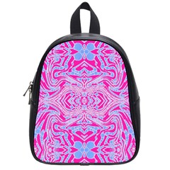 Trippy Florescent Pink Blue Abstract  School Bag (small)