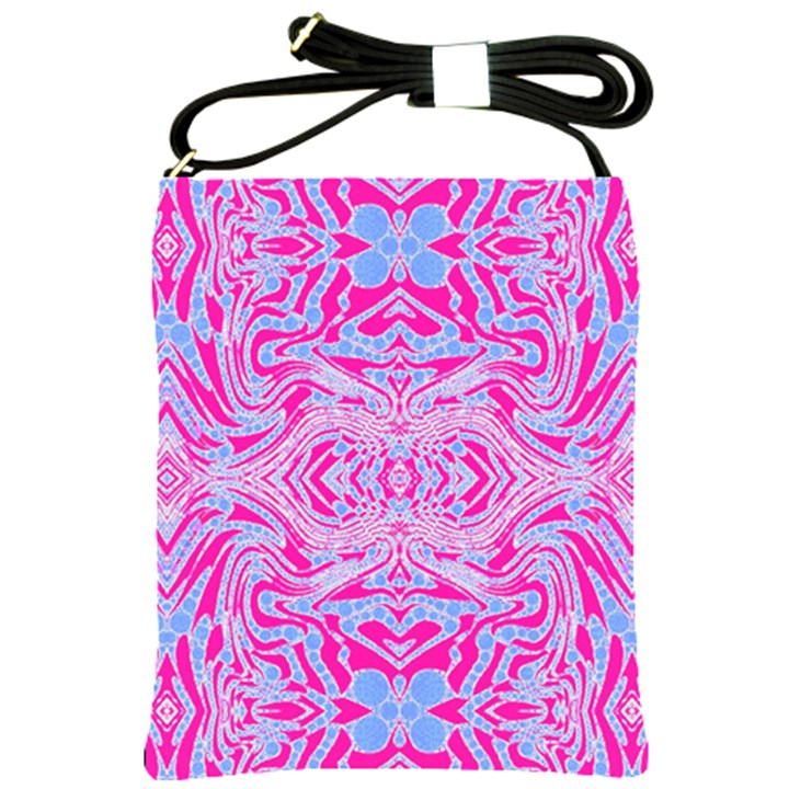 Trippy Florescent Pink Blue Abstract  Shoulder Sling Bag