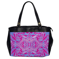 Trippy Florescent Pink Blue Abstract  Oversize Office Handbag (one Side)