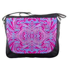 Trippy Florescent Pink Blue Abstract  Messenger Bag