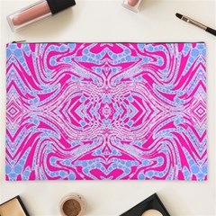 Trippy Florescent Pink Blue Abstract  Cosmetic Bag (xxl)