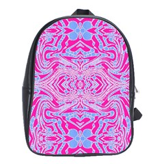 Trippy Florescent Pink Blue Abstract  School Bag (xl)