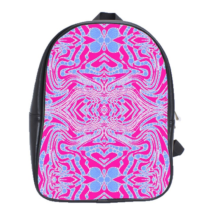 Trippy Florescent Pink Blue Abstract  School Bag (XL)