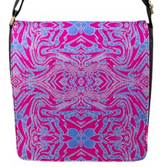 Trippy Florescent Pink Blue Abstract  Flap Closure Messenger Bag (small)