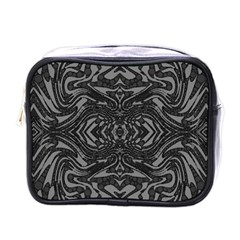 Trippy Black&white Abstract  Mini Travel Toiletry Bag (one Side)