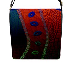 Funky Florescent Sassy Lips  Flap Closure Messenger Bag (l)