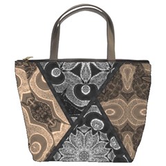 Crazy Beautiful Black Brown Abstract  Bucket Handbag by OCDesignss