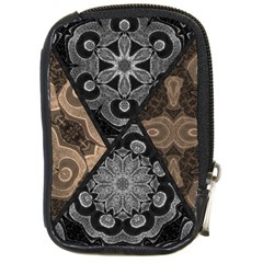 Crazy Beautiful Black Brown Abstract  Compact Camera Leather Case by OCDesignss