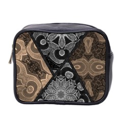 Crazy Beautiful Black Brown Abstract  Mini Travel Toiletry Bag (two Sides) by OCDesignss