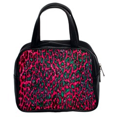 Florescent Pink Leopard Grunge  Classic Handbag (two Sides)