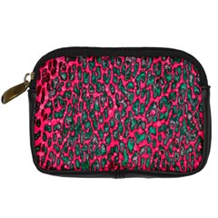 Florescent Pink Leopard Grunge  Digital Camera Leather Case