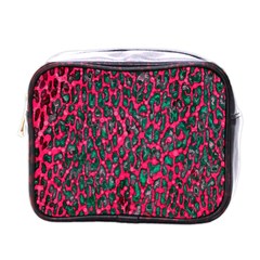 Florescent Pink Leopard Grunge  Mini Travel Toiletry Bag (one Side)