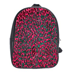 Florescent Pink Leopard Grunge  School Bag (xl) by OCDesignss