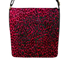 Florescent Pink Leopard Grunge  Flap Closure Messenger Bag (l)