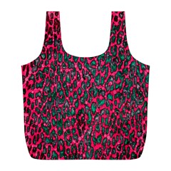 Florescent Pink Leopard Grunge  Reusable Bag (l)