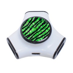 Florescent Green Tiger Bling Pattern  3 Port Usb Hub