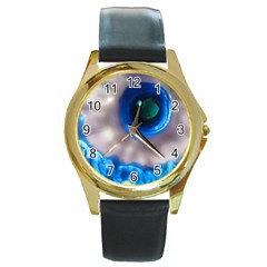 Owl Round Leather Watch (gold Rim) 