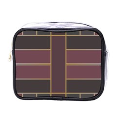 Vertical And Horizontal Rectangles Mini Toiletries Bag (one Side)