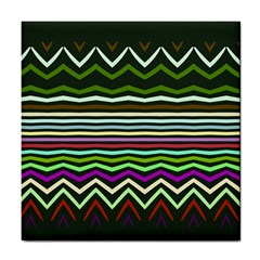 Chevrons And Distorted Stripes Tile Coaster