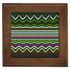 Chevrons And Distorted Stripes Framed Tile by LalyLauraFLM