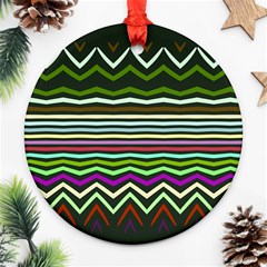 Chevrons And Distorted Stripes Ornament (round)