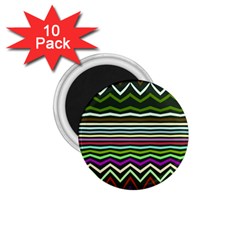 Chevrons And Distorted Stripes 1 75  Magnet (10 Pack)  by LalyLauraFLM