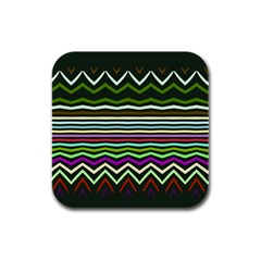 Chevrons And Distorted Stripes Rubber Square Coaster (4 Pack)