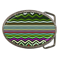 Chevrons And Distorted Stripes Belt Buckle by LalyLauraFLM