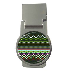 Chevrons And Distorted Stripes Money Clip (round) by LalyLauraFLM