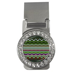 Chevrons And Distorted Stripes Money Clip (cz)