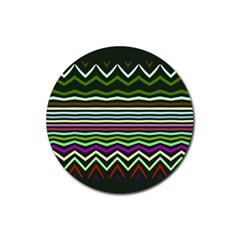 Chevrons And Distorted Stripes Rubber Round Coaster (4 Pack)