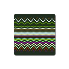 Chevrons And Distorted Stripes Magnet (square) by LalyLauraFLM