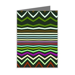 Chevrons And Distorted Stripes Mini Greeting Card by LalyLauraFLM