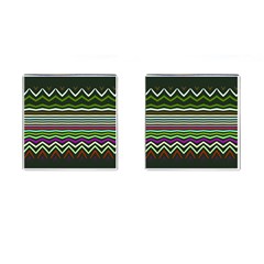 Chevrons And Distorted Stripes Cufflinks (square) by LalyLauraFLM