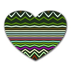 Chevrons And Distorted Stripes Heart Mousepad