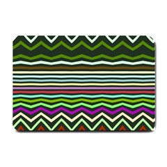 Chevrons And Distorted Stripes Small Doormat by LalyLauraFLM